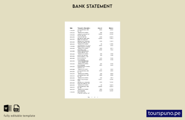 lista para imprimir plantilla de páginas de extracto bancario de ProCreditBank d